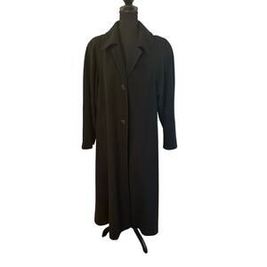 Bromley Collection- VINTAGE - Black Wool Maxi Swing Coat Size 12